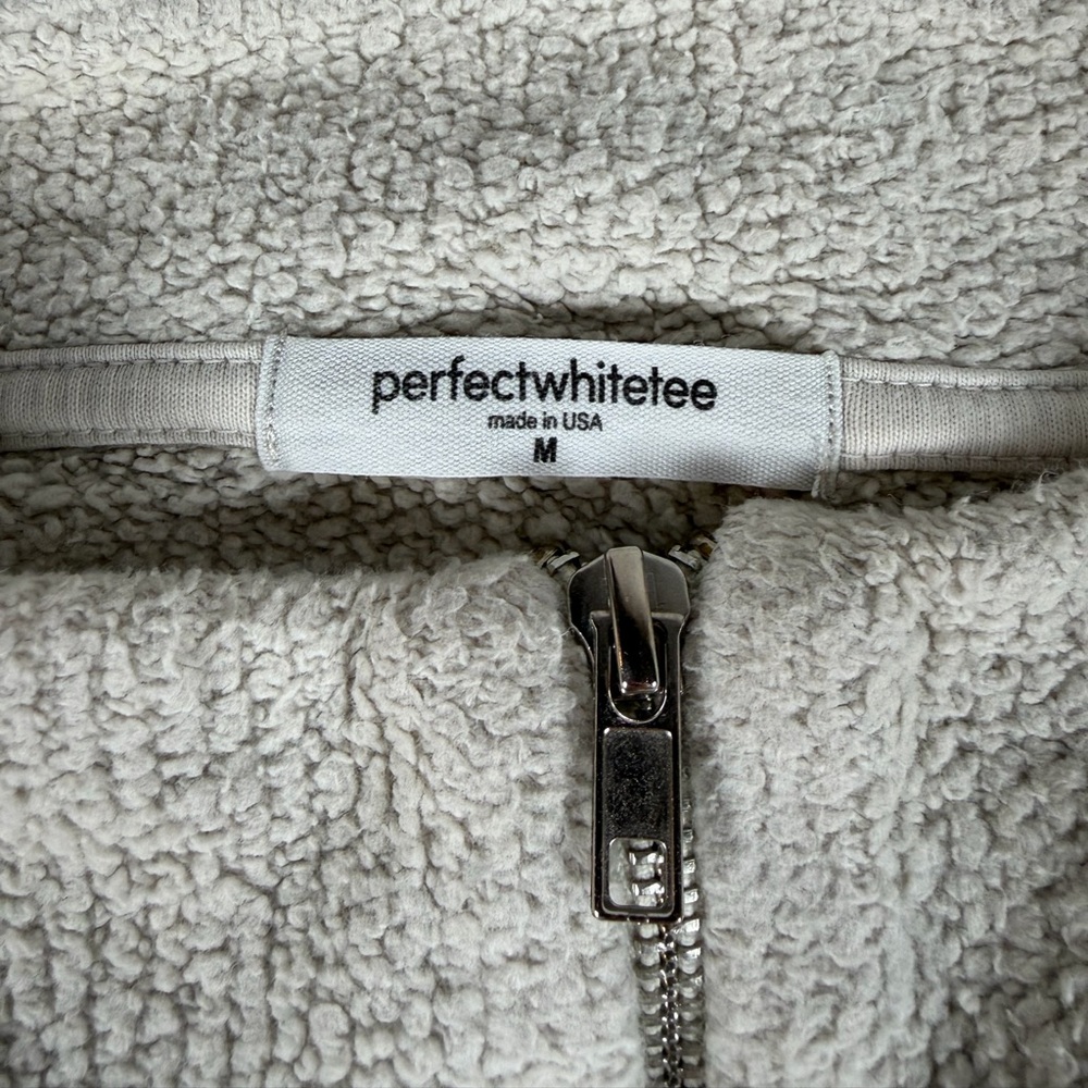 perfectwhitetee Kiva Cream Mixed Media 3/4 Zip Sweatshirt M - Picture 2 of 9